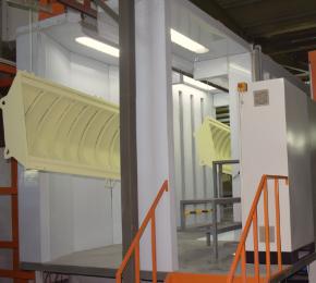 Plastic powder coating booth